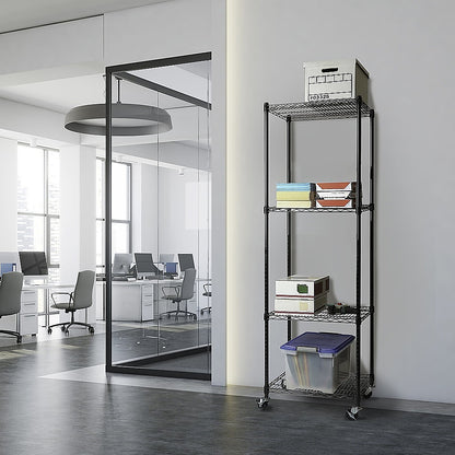 Modular Wire Storage 45x45cm Steel Shelving Black With Wheels For Garage Warehouse Or Kitchen Organisation V63-841301