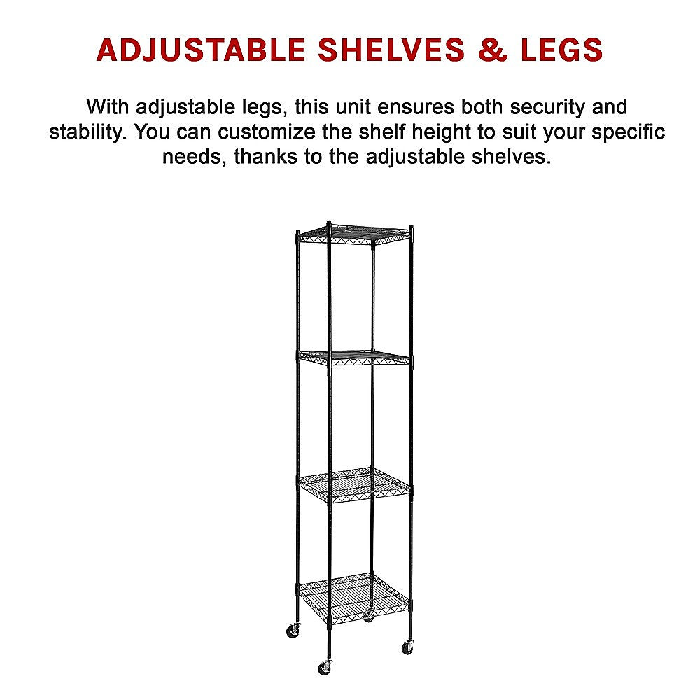 Modular Wire Storage 45x45cm Steel Shelving Black With Wheels For Garage Warehouse Or Kitchen Organisation V63-841301
