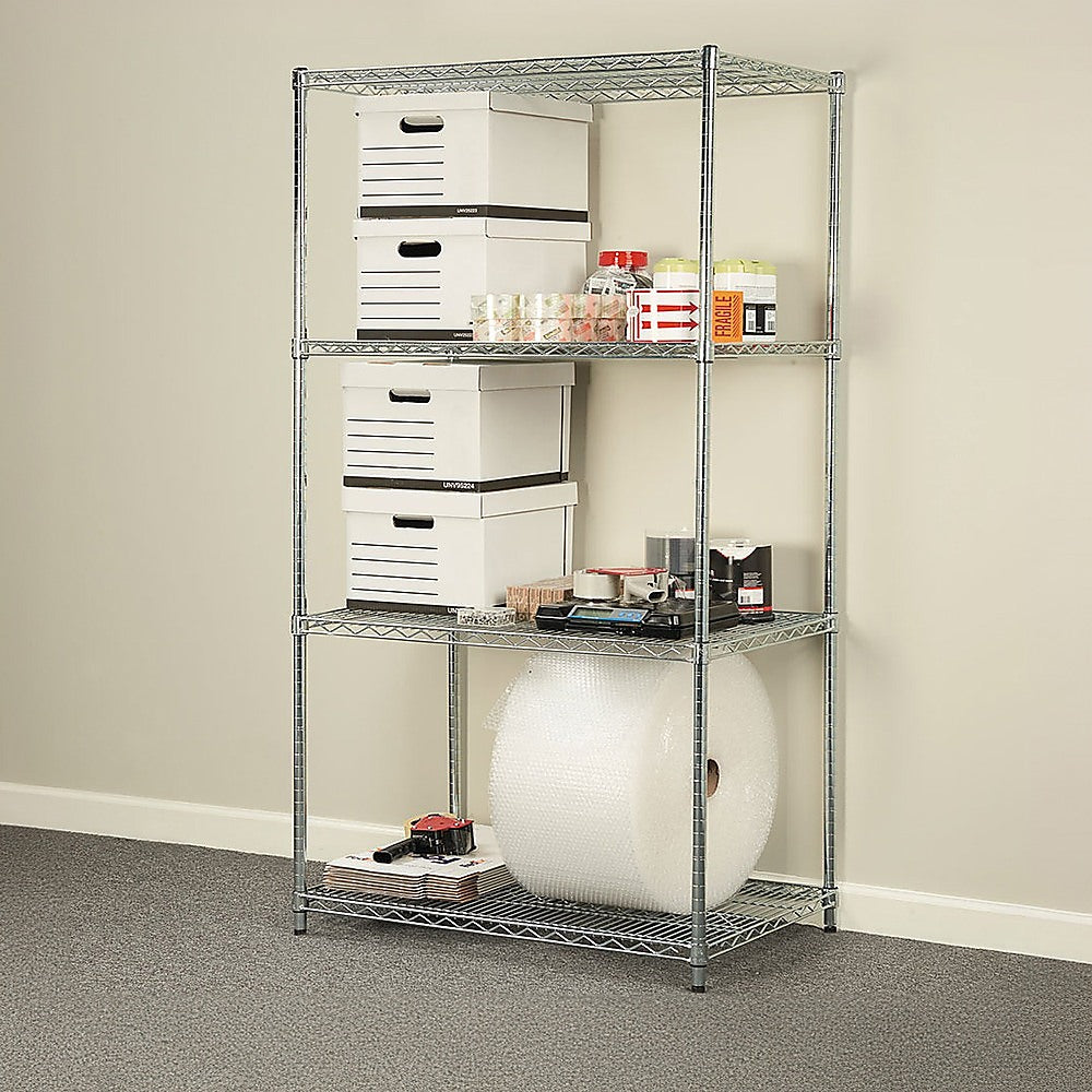 Modular Wire Storage 120x60cm Steel Shelving Chrome With Fixed Legs For Garage Warehouse Or Kitchen V63-841321