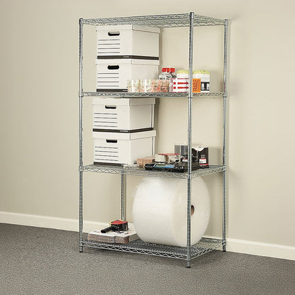 Modular Wire Storage 120x60cm Steel Shelving Chrome With Fixed Legs For Garage Warehouse Or Kitchen V63-841321