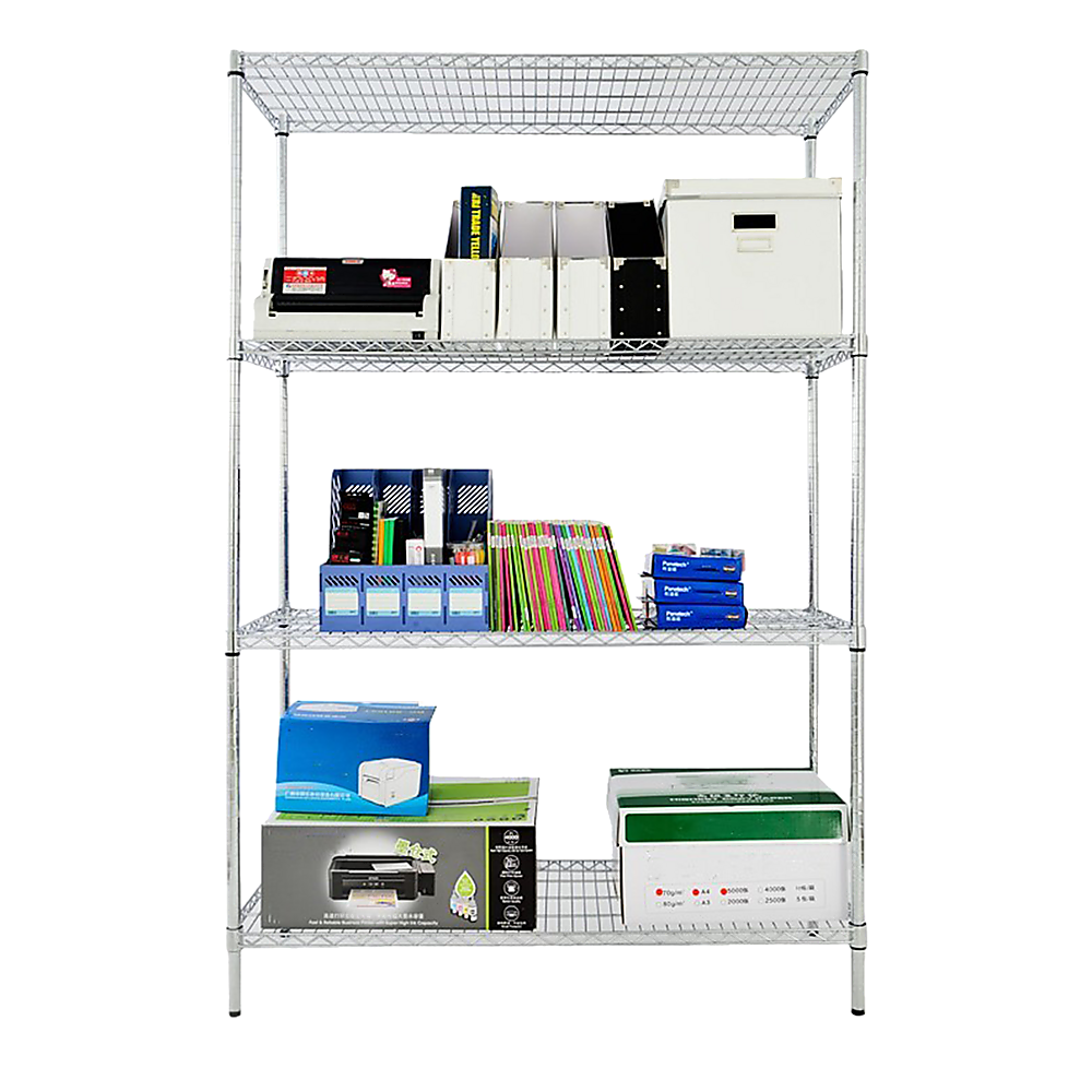 Modular Wire Storage 120x60cm Steel Shelving Chrome With Fixed Legs For Garage Warehouse Or Kitchen V63-841321