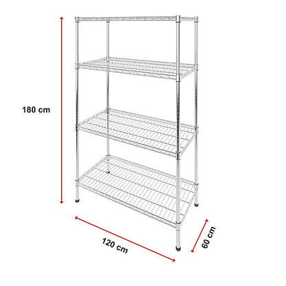 Modular Wire Storage 120x60cm Steel Shelving Chrome With Fixed Legs For Garage Warehouse Or Kitchen V63-841321