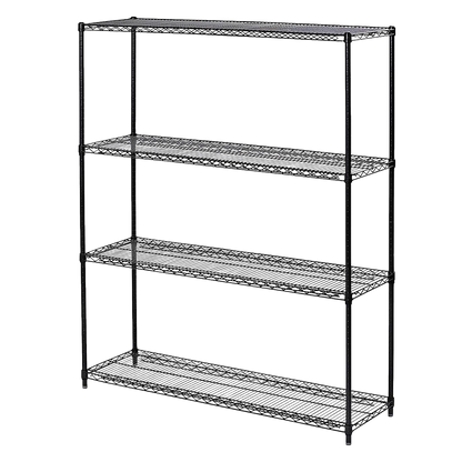 Modular Wire Storage 120x60cm Steel Shelving Black With Fixed Legs For Garage Warehouse Or Kitchen V63-841331