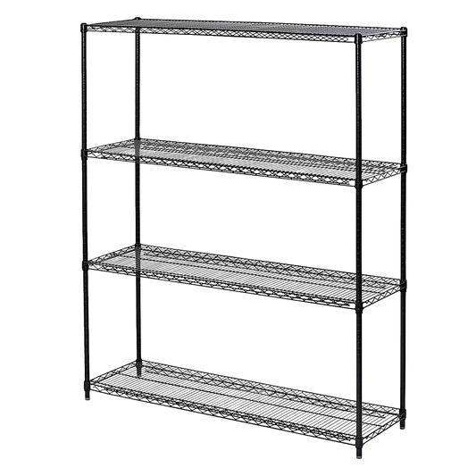 Modular Wire Storage 120x60cm Steel Shelving Black With Fixed Legs For Garage Warehouse Or Kitchen V63-841331