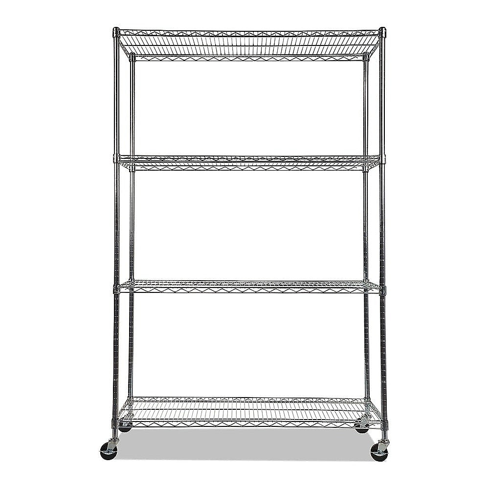 Modular Wire Storage 120x60cm Steel Shelving Chrome With Wheels For Garage Warehouse Or Kitchen Organisation V63-841341