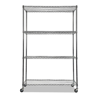 Modular Wire Storage 120x60cm Steel Shelving Chrome With Wheels For Garage Warehouse Or Kitchen Organisation V63-841341