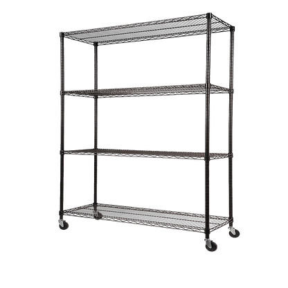 Modular Wire Storage 120x60cm Steel Shelving Black With Wheels For Garage Warehouse Or Kitchen Organisation V63-841351