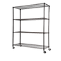 Modular Wire Storage 120x60cm Steel Shelving Black With Wheels For Garage Warehouse Or Kitchen Organisation V63-841351