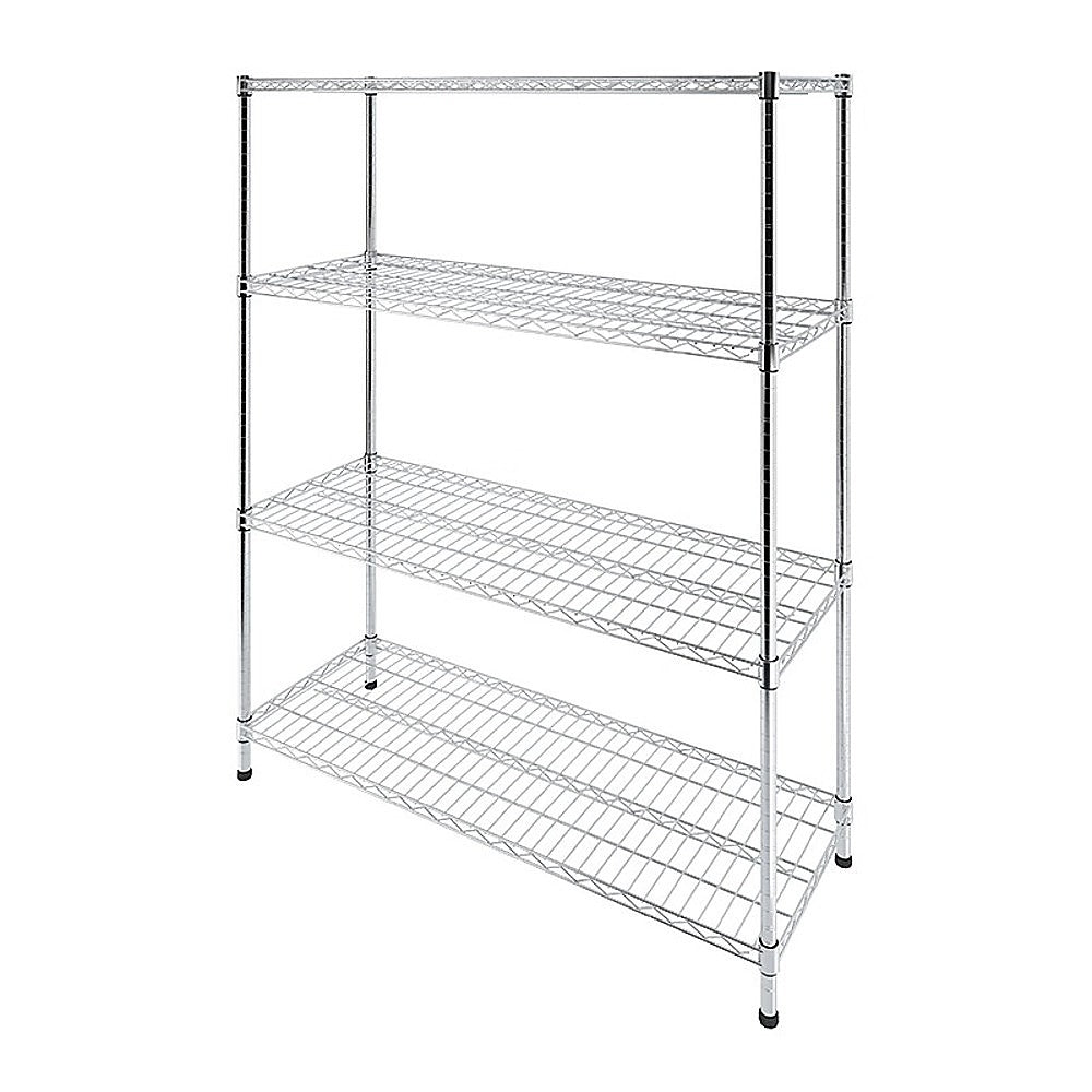 Modular Wire Storage 150x35cm Steel Shelving Chrome With Fixed Legs For Garage Warehouse Or Kitchen V63-841371