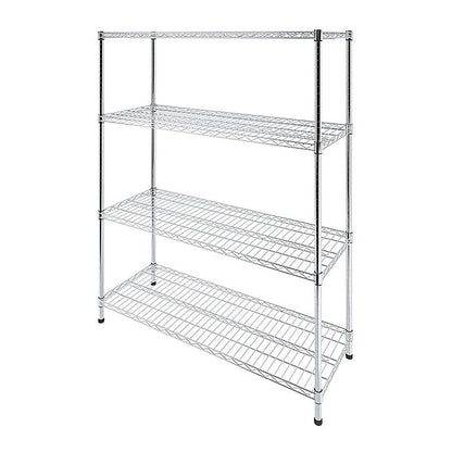 Modular Wire Storage 150x35cm Steel Shelving Chrome With Fixed Legs For Garage Warehouse Or Kitchen V63-841371