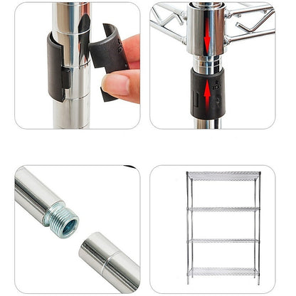 Modular Wire Storage 150x35cm Steel Shelving Chrome With Fixed Legs For Garage Warehouse Or Kitchen V63-841371