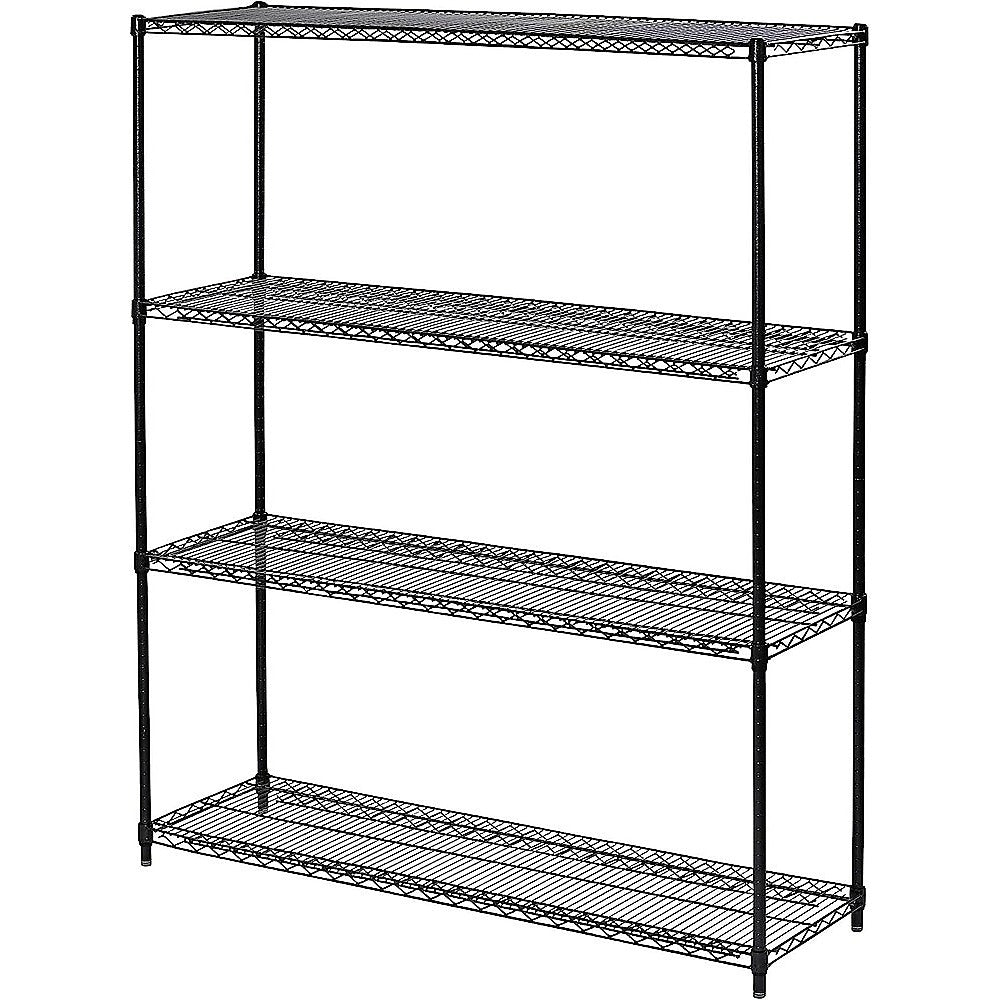 Modular Wire Storage 150x35cm Steel Shelving Black With Fixed Legs For Garage Warehouse Or Kitchen V63-841381