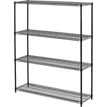 Modular Wire Storage 150x35cm Steel Shelving Black With Fixed Legs For Garage Warehouse Or Kitchen V63-841381
