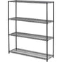 Modular Wire Storage 150x35cm Steel Shelving Black With Fixed Legs For Garage Warehouse Or Kitchen V63-841381