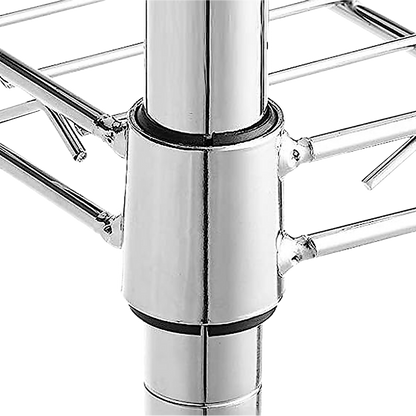 Modular Wire Storage 150x35cm Steel Shelving Chrome With Wheels For Garage Warehouse Or Kitchen Organisation V63-841391