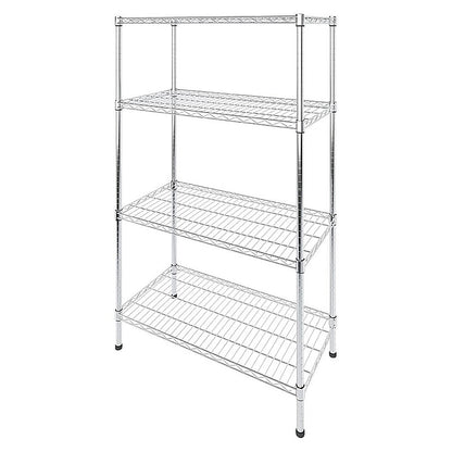 Modular Wire Storage 90x45cm Steel Shelving Chrome With Fixed Legs For Garage Warehouse Or Kitchen V63-841421