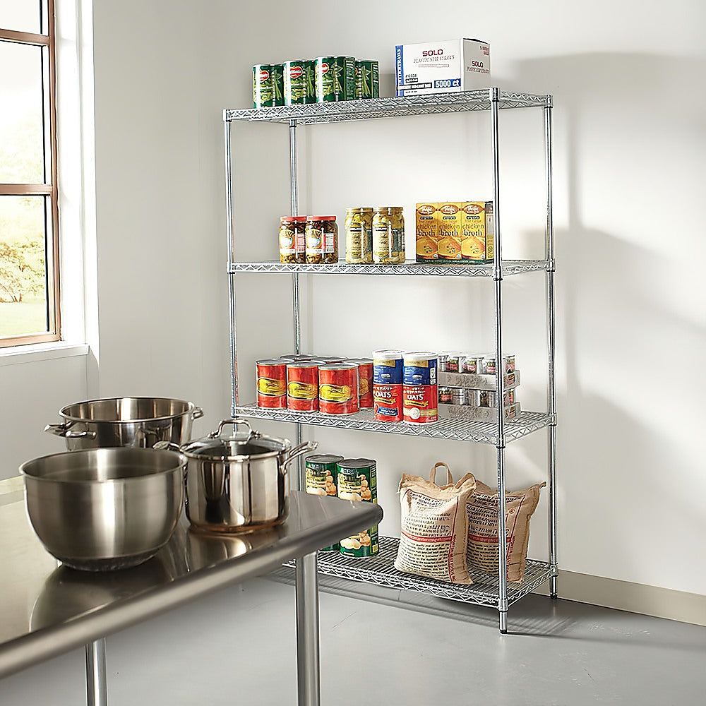 Modular Wire Storage 90x45cm Steel Shelving Chrome With Fixed Legs For Garage Warehouse Or Kitchen V63-841421