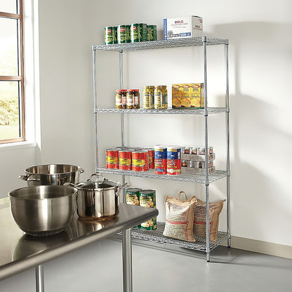 Modular Wire Storage 90x45cm Steel Shelving Chrome With Fixed Legs For Garage Warehouse Or Kitchen V63-841421