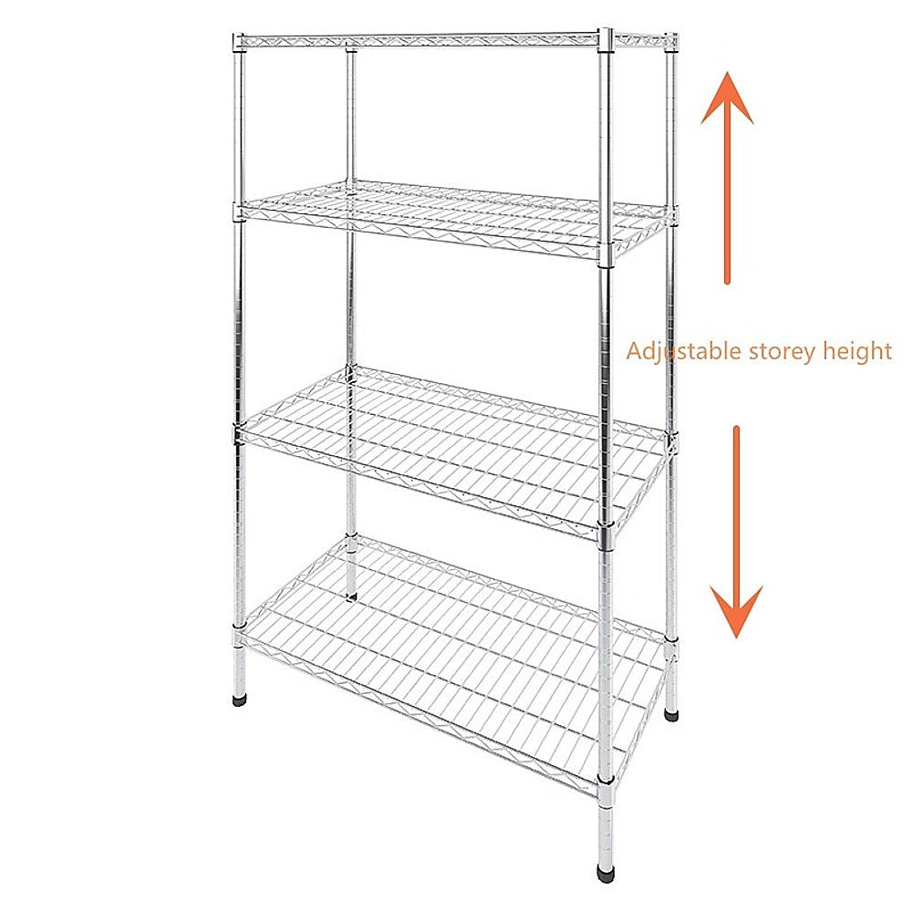 Modular Wire Storage 90x45cm Steel Shelving Chrome With Fixed Legs For Garage Warehouse Or Kitchen V63-841421
