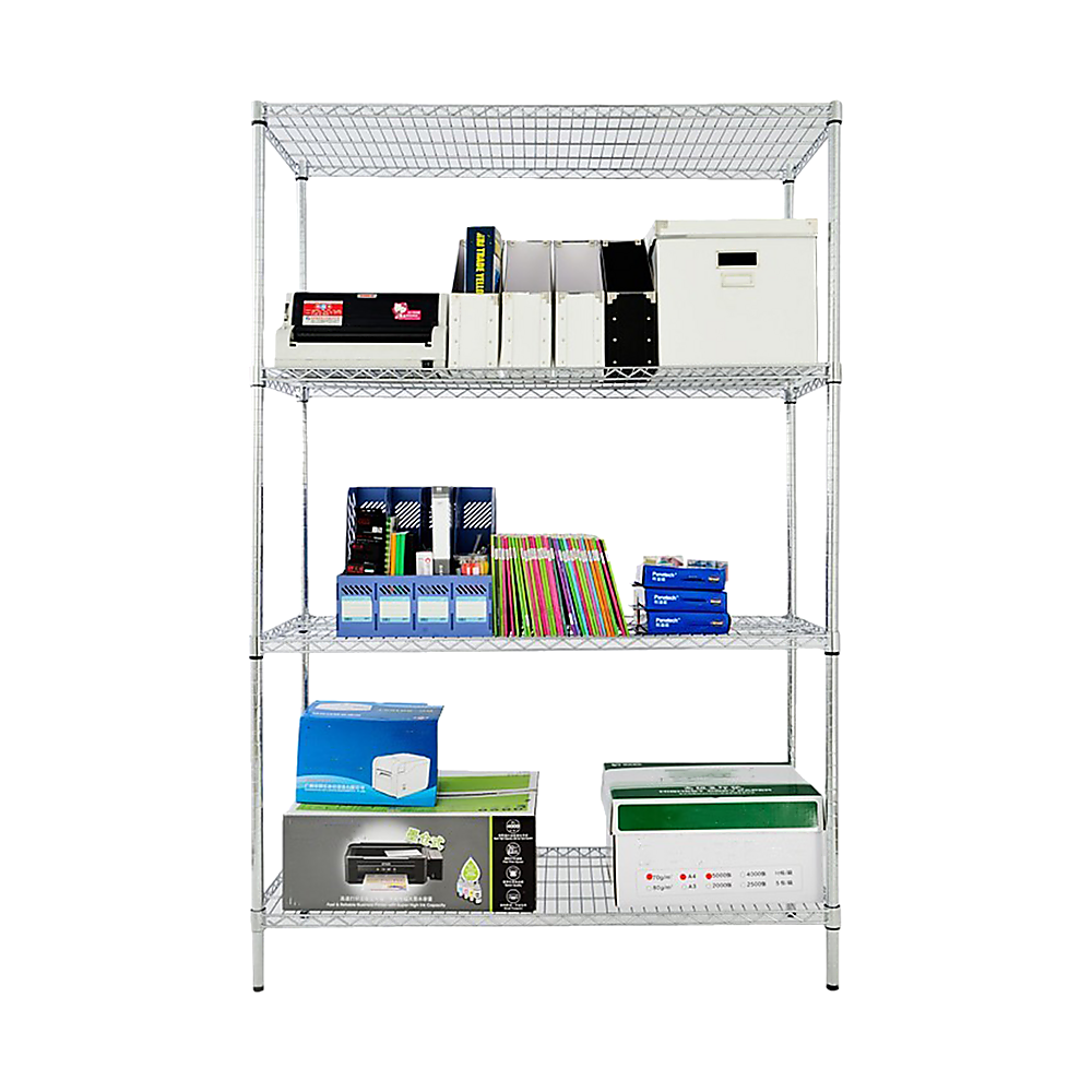 Modular Wire Storage 90x45cm Steel Shelving Chrome With Fixed Legs For Garage Warehouse Or Kitchen V63-841421