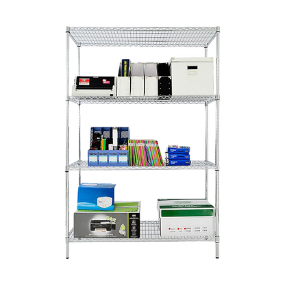 Modular Wire Storage 90x45cm Steel Shelving Chrome With Fixed Legs For Garage Warehouse Or Kitchen V63-841421