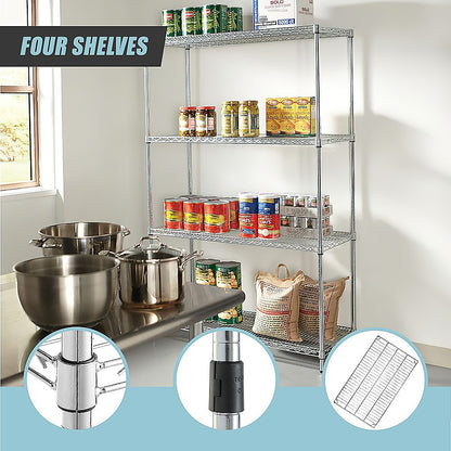 Modular Wire Storage 90x45cm Steel Shelving Chrome With Fixed Legs For Garage Warehouse Or Kitchen V63-841421