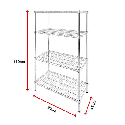 Modular Wire Storage 90x45cm Steel Shelving Chrome With Fixed Legs For Garage Warehouse Or Kitchen V63-841421
