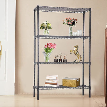 Modular Wire Storage 90x45cm Steel Shelving Black With Fixed Legs For Garage Warehouse Or Kitchen Organisation V63-841431