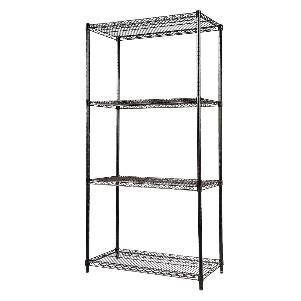 Modular Wire Storage 90x45cm Steel Shelving Black With Fixed Legs For Garage Warehouse Or Kitchen Organisation V63-841431