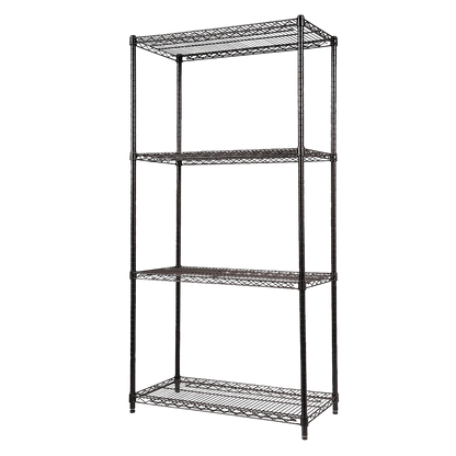 Modular Wire Storage 90x45cm Steel Shelving Black With Fixed Legs For Garage Warehouse Or Kitchen Organisation V63-841431