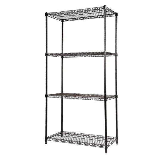 Modular Wire Storage 90x45cm Steel Shelving Black With Fixed Legs For Garage Warehouse Or Kitchen Organisation V63-841431
