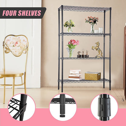 Modular Wire Storage 90x45cm Steel Shelving Black With Fixed Legs For Garage Warehouse Or Kitchen Organisation V63-841431