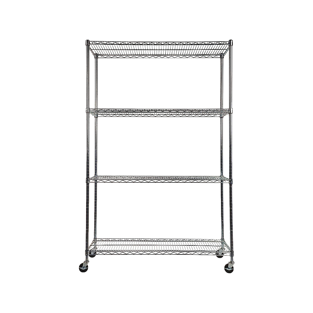 Modular Wire Storage 90x45cm Steel Shelving Chrome With Wheels For Garage Warehouse Or Kitchen Organisation V63-841441