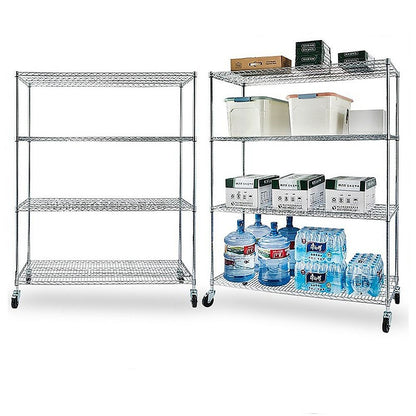 Modular Wire Storage 90x45cm Steel Shelving Chrome With Wheels For Garage Warehouse Or Kitchen Organisation V63-841441
