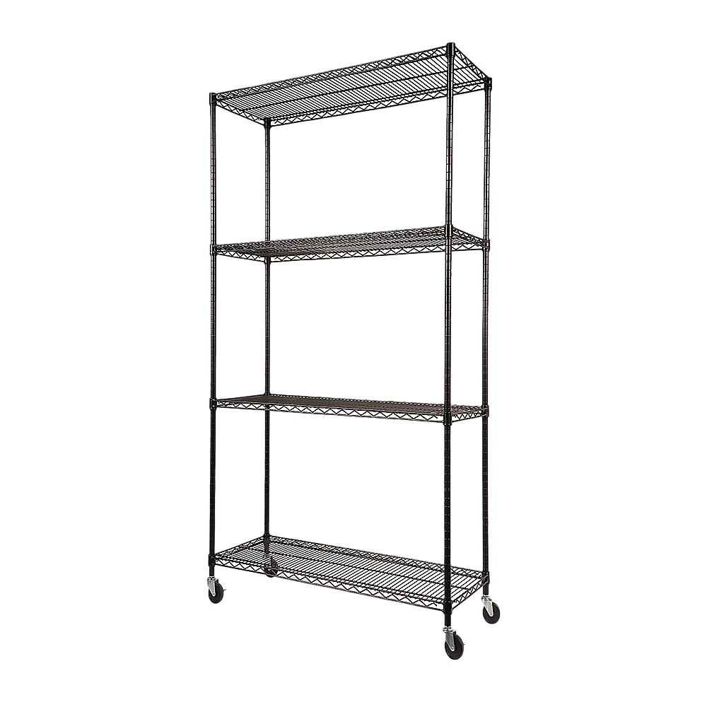 Modular Wire Storage 90x45cm Steel Shelving Black With Wheels For Garage Warehouse Or Kitchen Organisation V63-841451