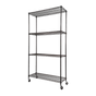 Modular Wire Storage 90x45cm Steel Shelving Black With Wheels For Garage Warehouse Or Kitchen Organisation V63-841451