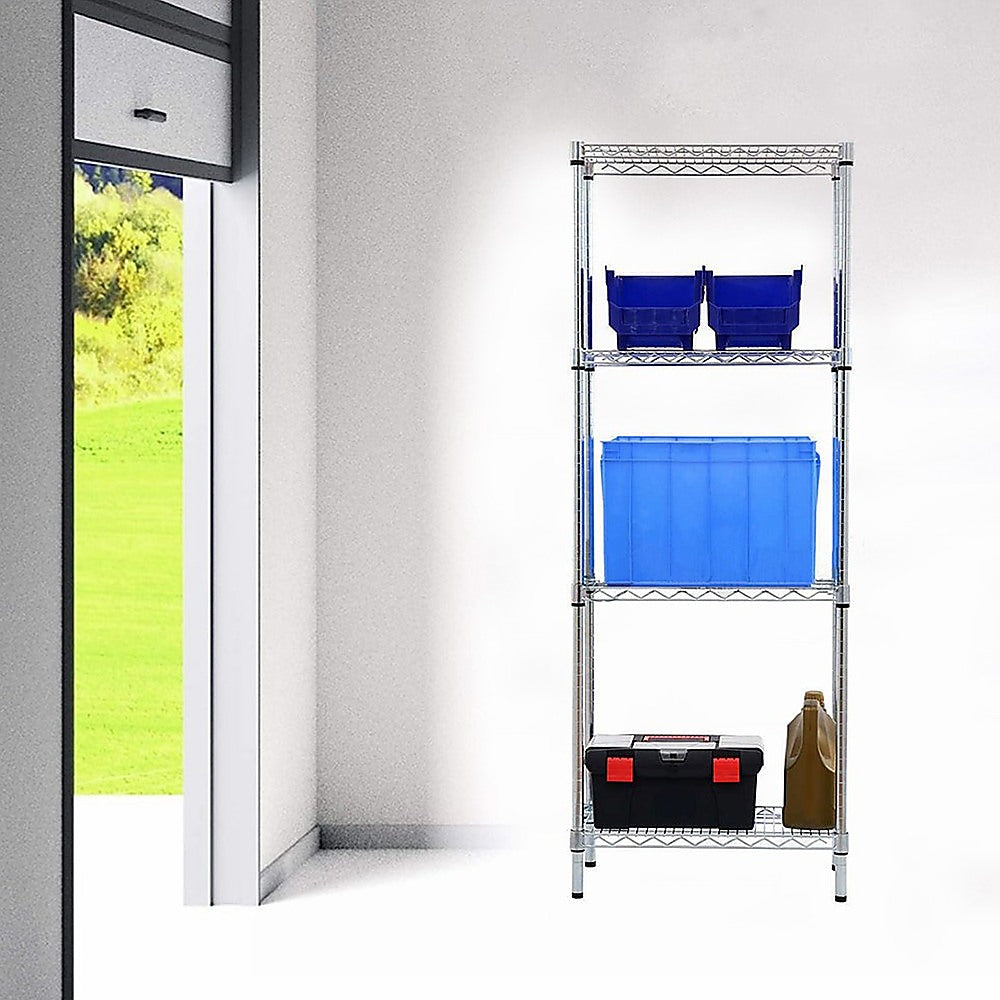 Modular Wire Storage 35x35cm Steel Shelving Chrome With Fixed Legs For Garage Warehouse Or Kitchen V63-841471