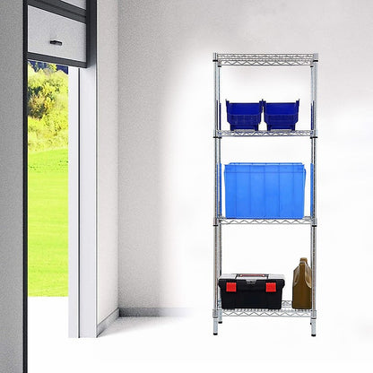 Modular Wire Storage 35x35cm Steel Shelving Chrome With Fixed Legs For Garage Warehouse Or Kitchen V63-841471