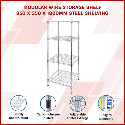 Modular Wire Storage 35x35cm Steel Shelving Chrome With Fixed Legs For Garage Warehouse Or Kitchen V63-841471