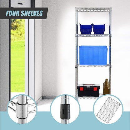 Modular Wire Storage 35x35cm Steel Shelving Chrome With Fixed Legs For Garage Warehouse Or Kitchen V63-841471