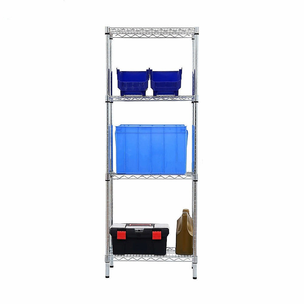 Modular Wire Storage 35x35cm Steel Shelving Chrome With Fixed Legs For Garage Warehouse Or Kitchen V63-841471