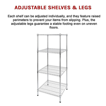 Modular Wire Storage 35x35cm Steel Shelving Chrome With Fixed Legs For Garage Warehouse Or Kitchen V63-841471