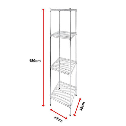 Modular Wire Storage 35x35cm Steel Shelving Chrome With Fixed Legs For Garage Warehouse Or Kitchen V63-841471