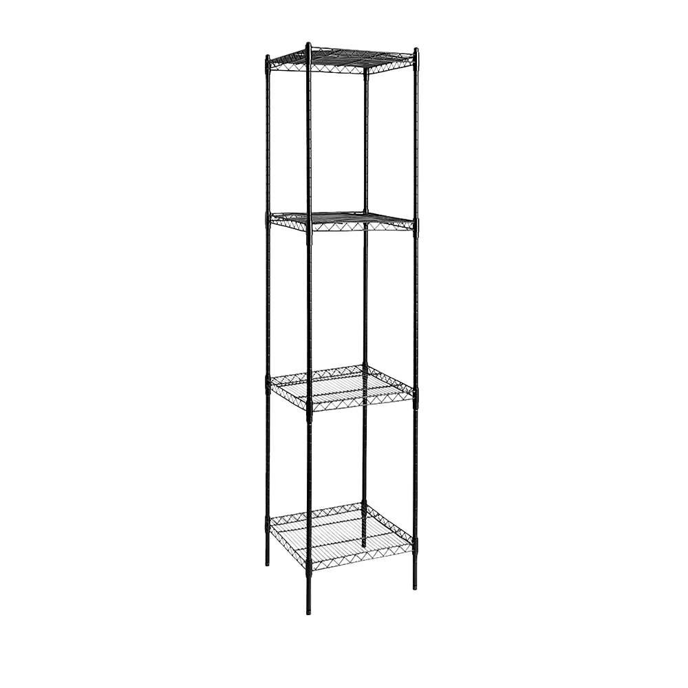 Modular Wire Storage 35x35cm Steel Shelving Black With Fixed Legs For Garage Warehouse Or Kitchen Organisation V63-841481