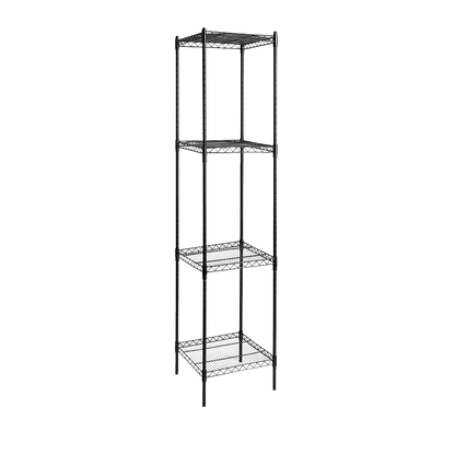 Modular Wire Storage 35x35cm Steel Shelving Black With Fixed Legs For Garage Warehouse Or Kitchen Organisation V63-841481