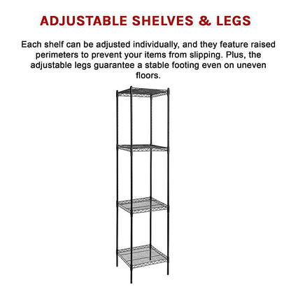 Modular Wire Storage 35x35cm Steel Shelving Black With Fixed Legs For Garage Warehouse Or Kitchen Organisation V63-841481