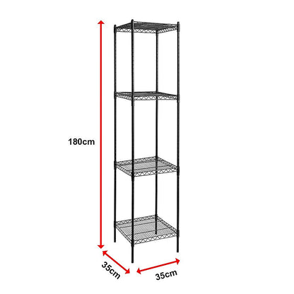 Modular Wire Storage 35x35cm Steel Shelving Black With Fixed Legs For Garage Warehouse Or Kitchen Organisation V63-841481