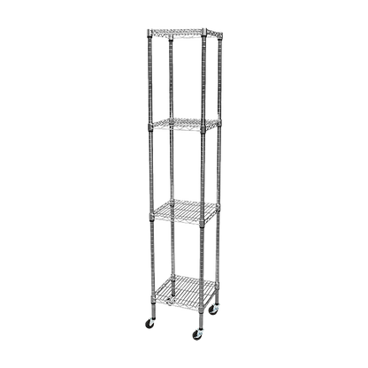 Modular Wire Storage 35x35cm Steel Shelving Chrome With Wheels For Garage Warehouse Or Kitchen Organisation V63-841491