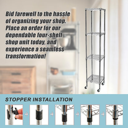 Modular Wire Storage 35x35cm Steel Shelving Chrome With Wheels For Garage Warehouse Or Kitchen Organisation V63-841491