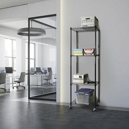 Modular Wire Storage 35x35cm Steel Shelving Black With Wheels For Garage Warehouse Or Kitchen Organisation V63-841501